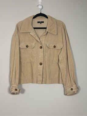 7 For All Mankind Beige Corduroy Shacket Trucker Jacket Size M